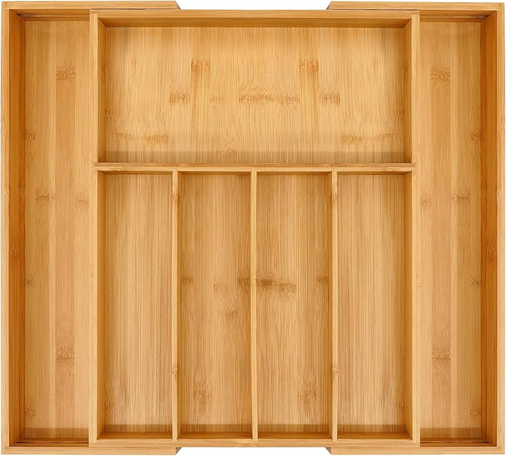 VaeFae Premium Bamboo Drawer Organizer, Expandable Silverware Drawer Organizer, Cutlery Tray with... | Amazon (US)