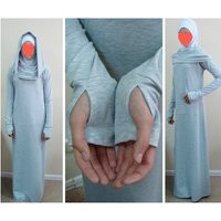 Gray Jersey Maxi Dress, Long Sleeve Hooded Abaya With Pockets | Etsy (US)