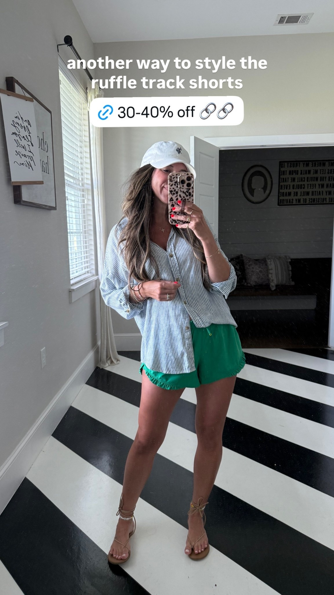 another way to style the ruffle track shorts; wearing small -size up if between

#LTKdayinmylife #LTKootd #LTKmomlife