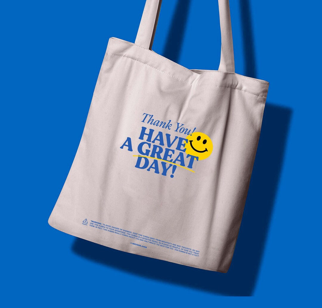 Have a Great Day Blue Tote Bag Canvas Reusable Grocery - Etsy | Etsy (US)