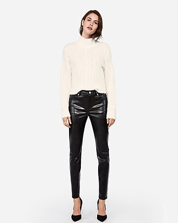 mock neck cable knit sweater | Express