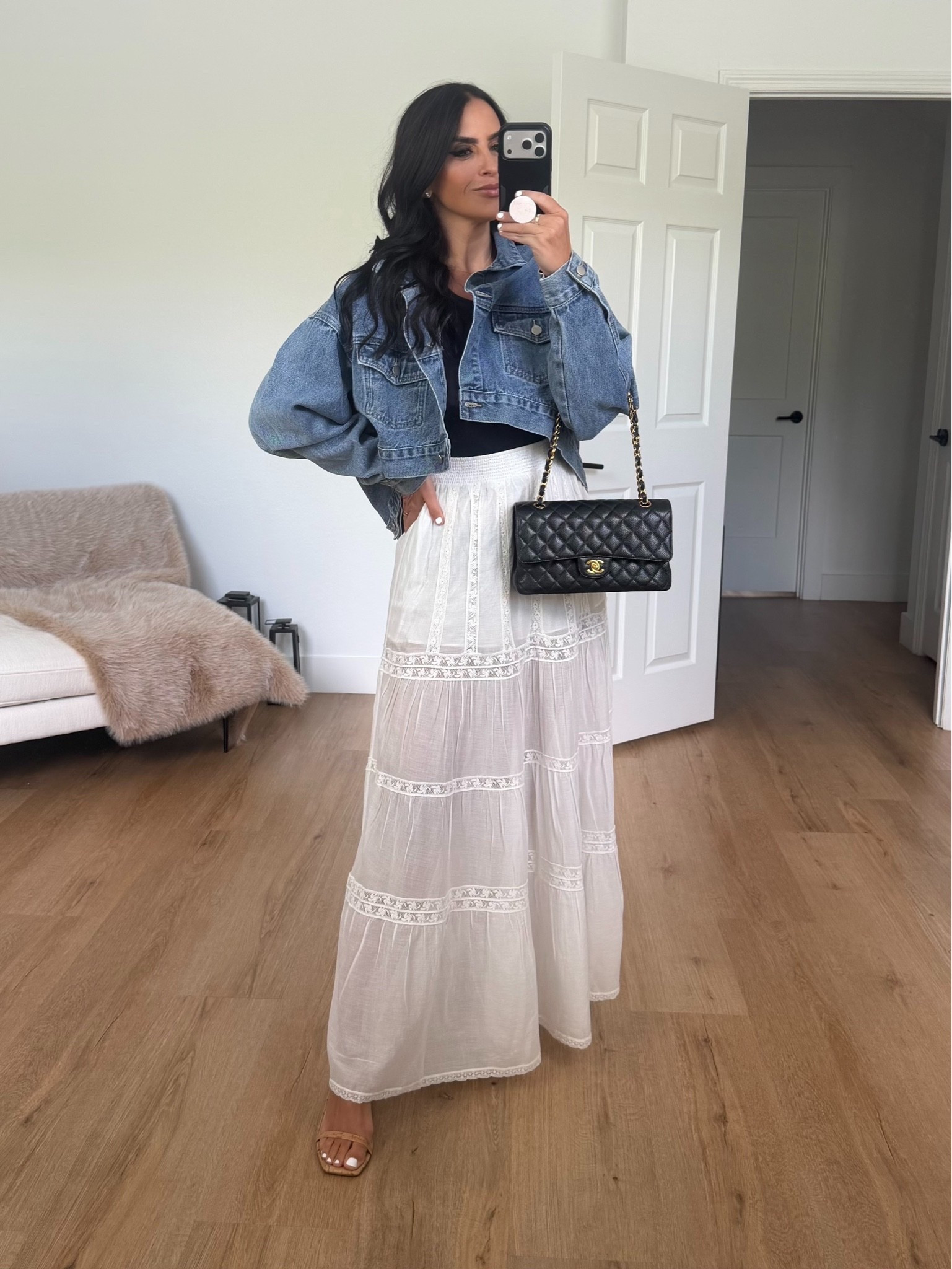 Kathryn Tiered maxi skirt wearing size small.