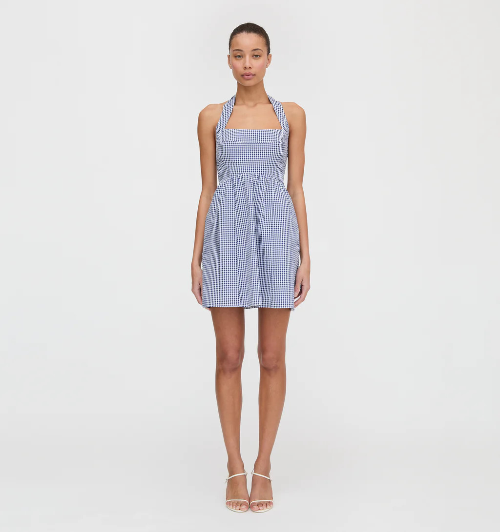 The Fleur Mini Dress - Navy Gingham | Hill House Home US
