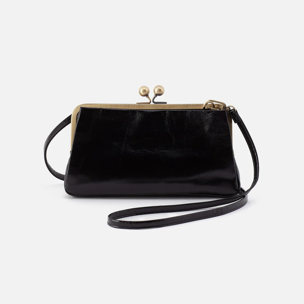 Lauren Frame Crossbody In Polished Leather - Black | HOBO Bags