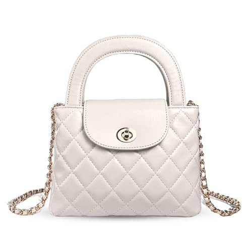Quilted Crossbody Tote Bags for Women Small Top Handle Purse Trendy Designer Handbag Satchel Tote Shoulder Bag | Amazon (US)