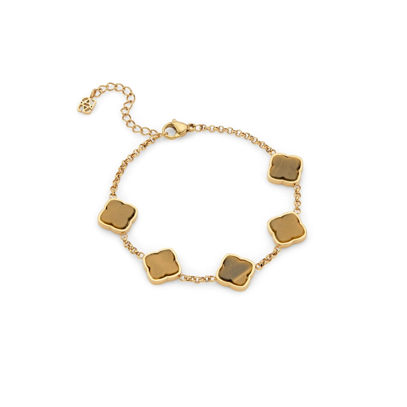 Tigers Eye Multi Clover Bracelet (Gold) | Abbott Lyon