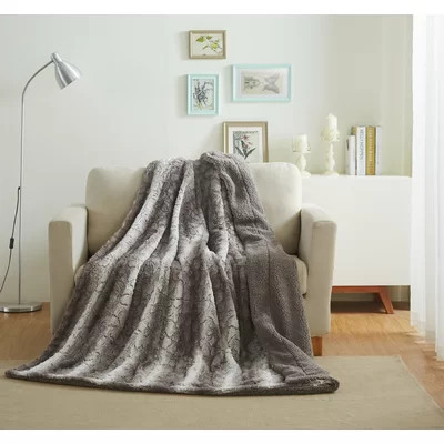 Gray Snow Giraffe Faux Fur Throw Blanket | Wayfair North America