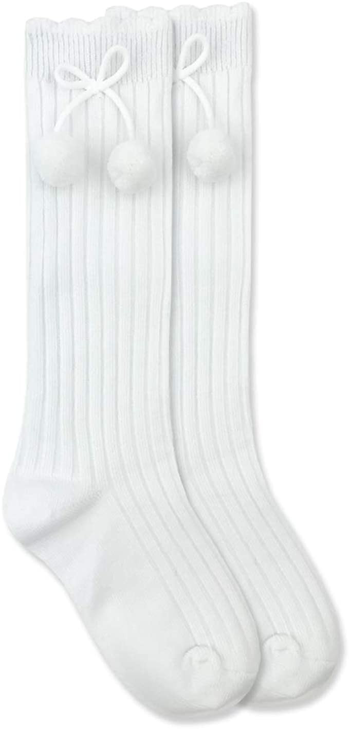 Jefferies Socks girls Rib Pom Pom Knee High Socks 1 Pair Pack | Amazon (US)