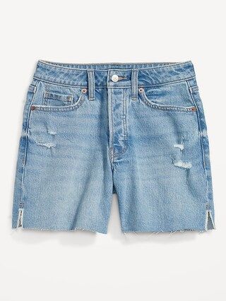Curvy High-Waisted Button-Fly OG Straight Side-Slit Jean Shorts for Women -- 5-inch inseam | Old Navy (US)