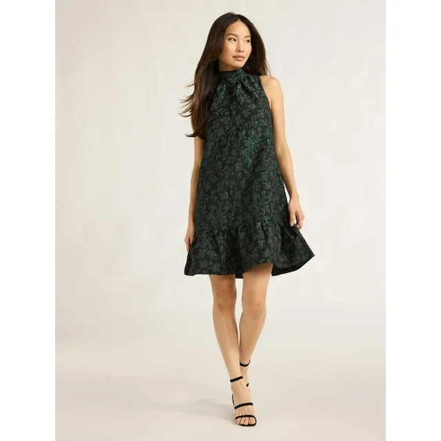 Scoop Women's and Women's Plus Jacquard Mini Swing Dress, Sizes XS-4X | Walmart (US)