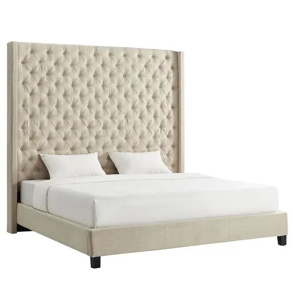 Naples Wingback Button Tufted High Headboard Bed by iNSPIRE Q Artisan | Bed Bath & Beyond