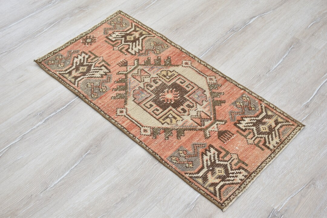 Orange Oushak Rug, 1'4" x 2'9",  Small Area Rug, Vintage Turkish Rug, Entry Rug, Bedroom Rug, Doo... | Etsy (US)