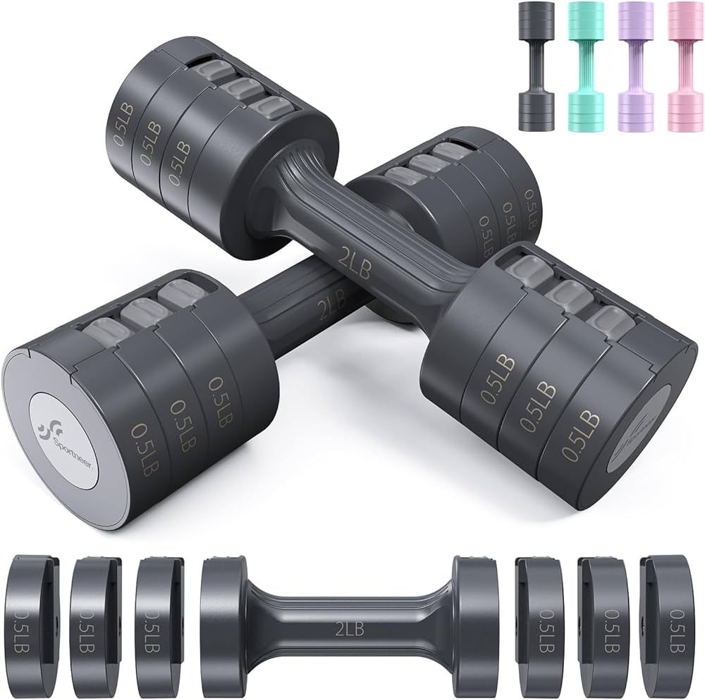 Adjustable Dumbbells Hand Weights Set: Sportneer 1 Pair 4 6 8 10lb (2-5lb Each) Free Weights Fast... | Amazon (US)