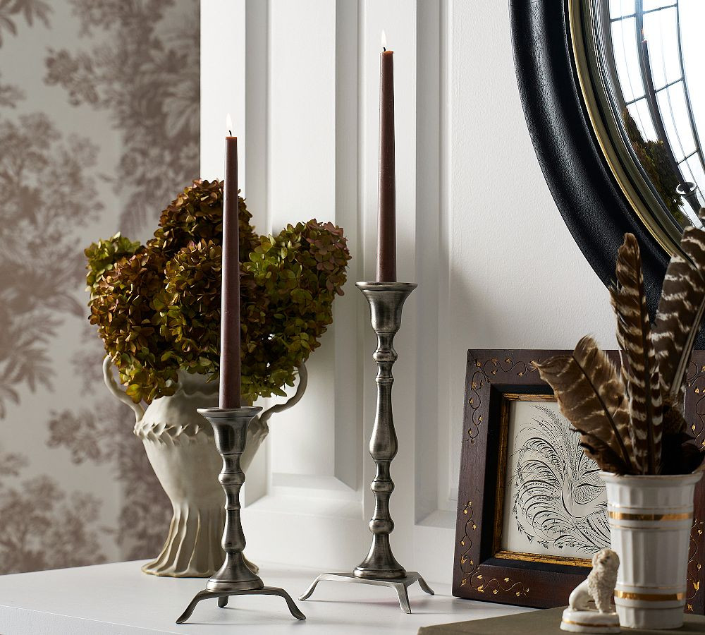 Chris Loves Julia Pewter Candle Holder | Pottery Barn (US)