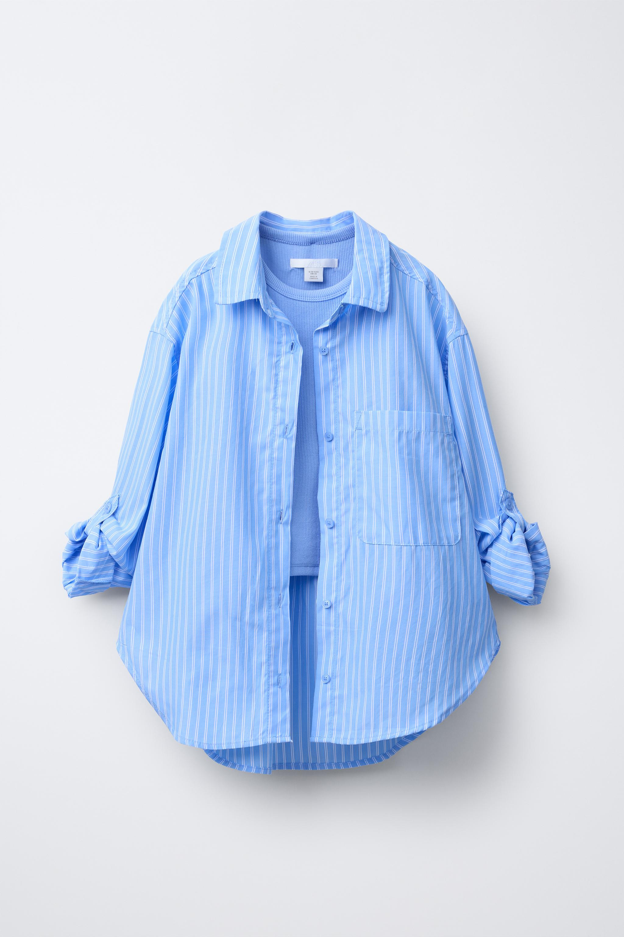 STRIPED POPLIN SHIRT AND RIBBED T-SHIRT PACK | Zara AU