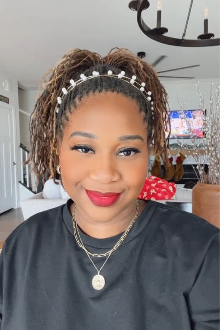 Today’s sisterlock holiday hair. Also my MUA put me on to this red lip color and i love it because it’s always hard to find the right red shade for my skin tone and this one looks good and its matte so it stays put. && this headband is too cute.

#LTKSeasonal #LTKbeauty #LTKHoliday