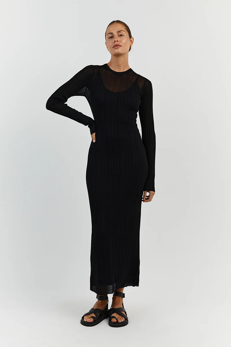 HARPER BLACK KNIT DRESS | DISSH