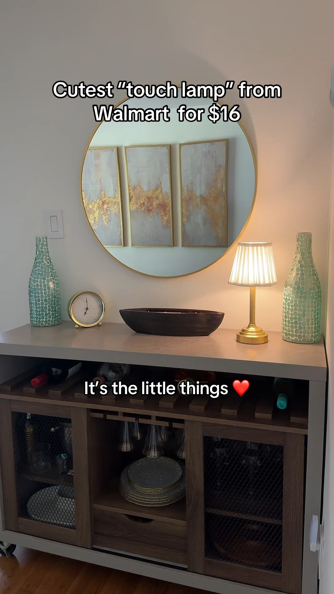 Cutest golden decorative lamp from Walmart. Also, it’s chargeable so it doesn’t need batteries! 

#LTKHome