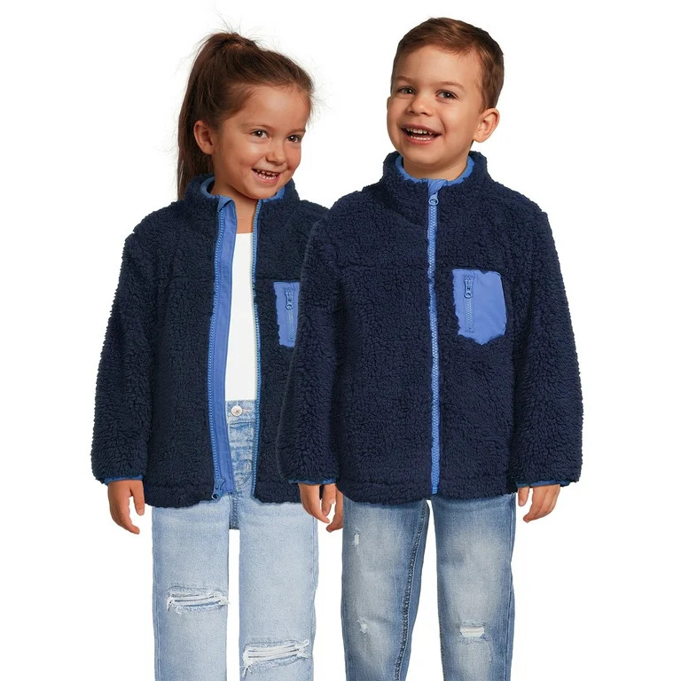 Wonder Nation Toddler Faux Sherpa Jacket, Size 12M-5T | Walmart (US)
