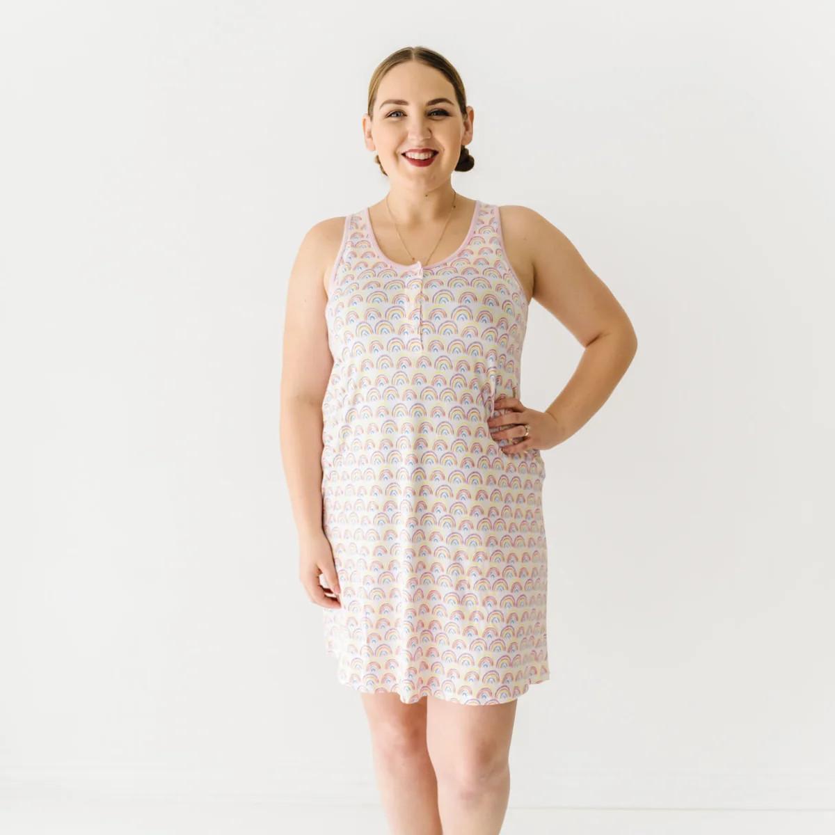 Pastel Rainbows Women's Tank Nightgown | Little Sleepies