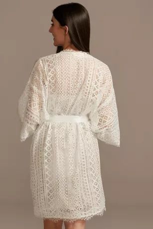 Crochet Lace Robe with Satin Sash | Davids Bridal