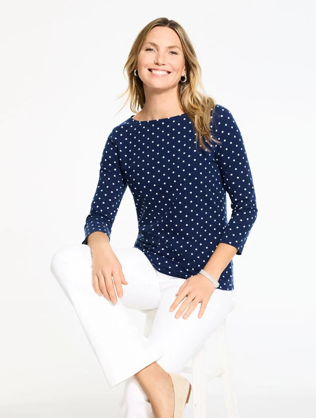 Bateau Neck Tee - Garden Dot | Talbots