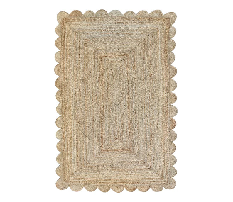 Natural Scalloped Jute Rug, Scallop pattern Rug, Natural Jute Rug, Handbraided Rug, Area Rug, Han... | Etsy (UK)