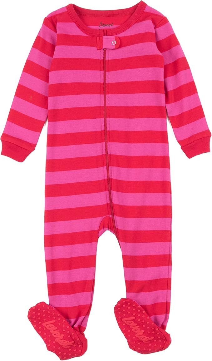 Leveret Striped Baby Girls Footed Pajamas Sleeper 100% Cotton Kids & Toddler Pjs (0 Months-5 Todd... | Amazon (US)
