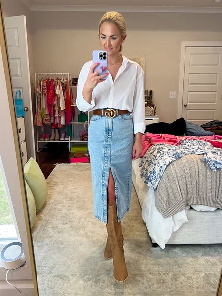 Denim midi skirt (size: XXS, could have done the XS and I’m normally a 24)
Jean midi skirt / jean skirt / denim midi skirt outfit / western boots on sale / whiskey solei boots 40% off 

#LTKSeasonal #LTKstyletip #LTKU