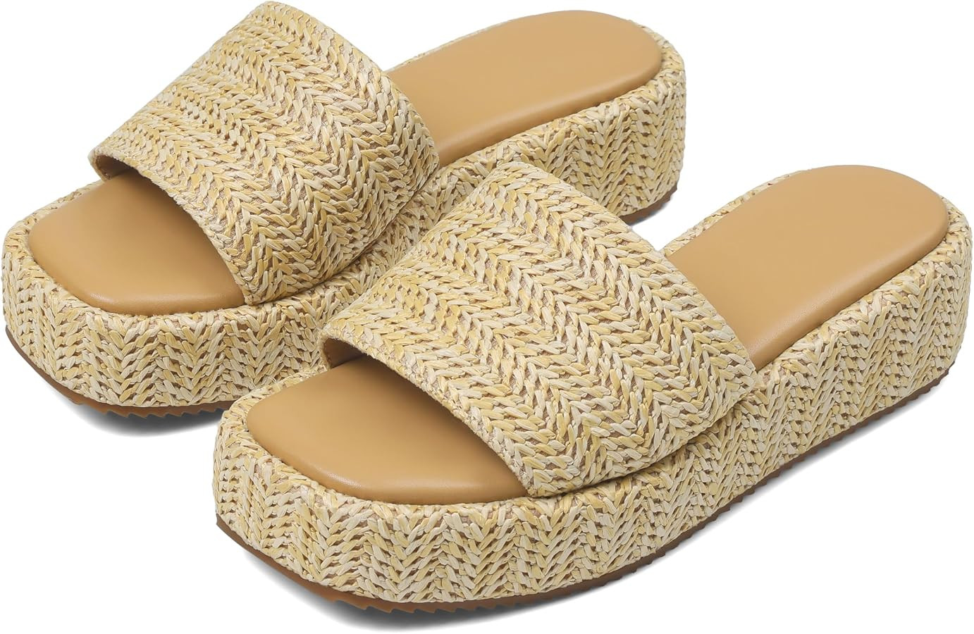 EQAUDES Platform Sandals Women Cute Summer Wedge Espadrilles - Beach, Raffia, Slides Sandal, Comf... | Amazon (US)