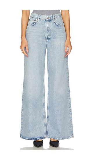 AGOLDE Dame High Rise Wide Leg Jeans in Denim-Light. - size 29 | Revolve Clothing (Global)