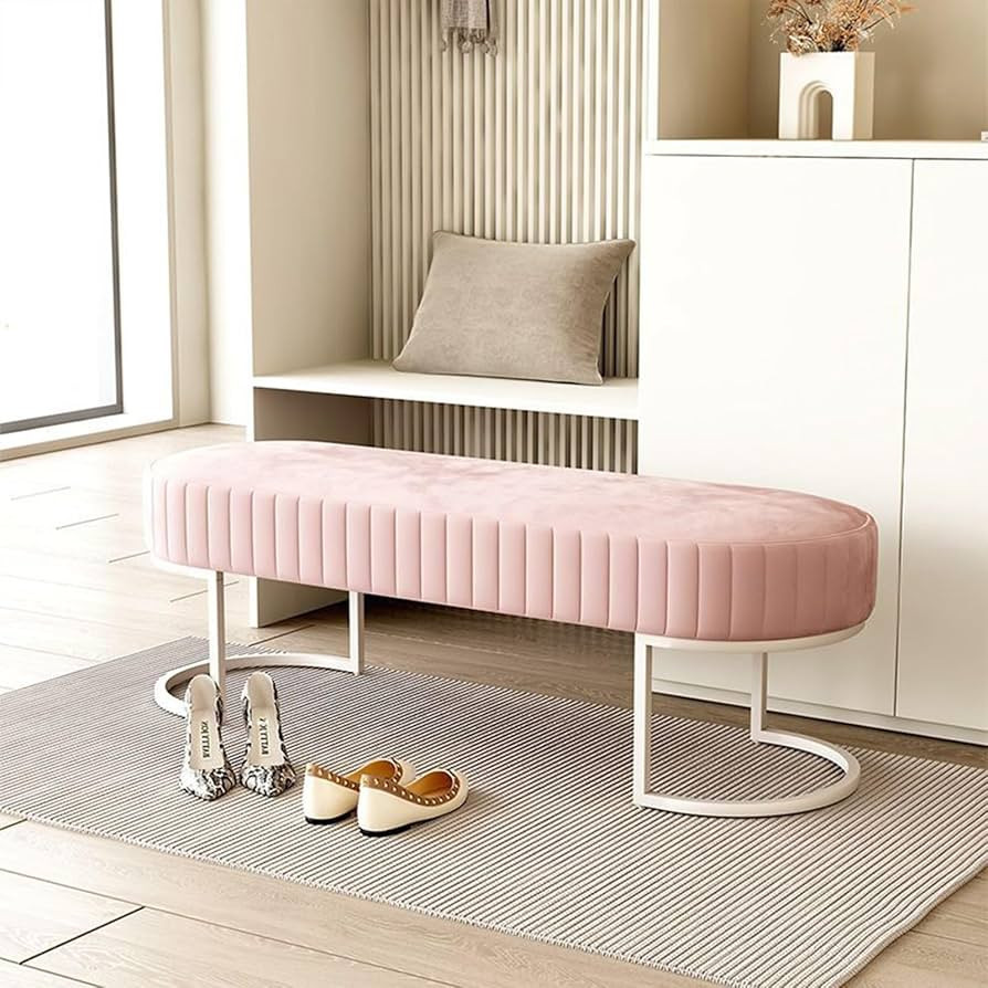 Shoe Bench, Orange Entryway Bench with Comfortable Cushion, Storage Shoe Bench with Rack for Entr... | Amazon (US)