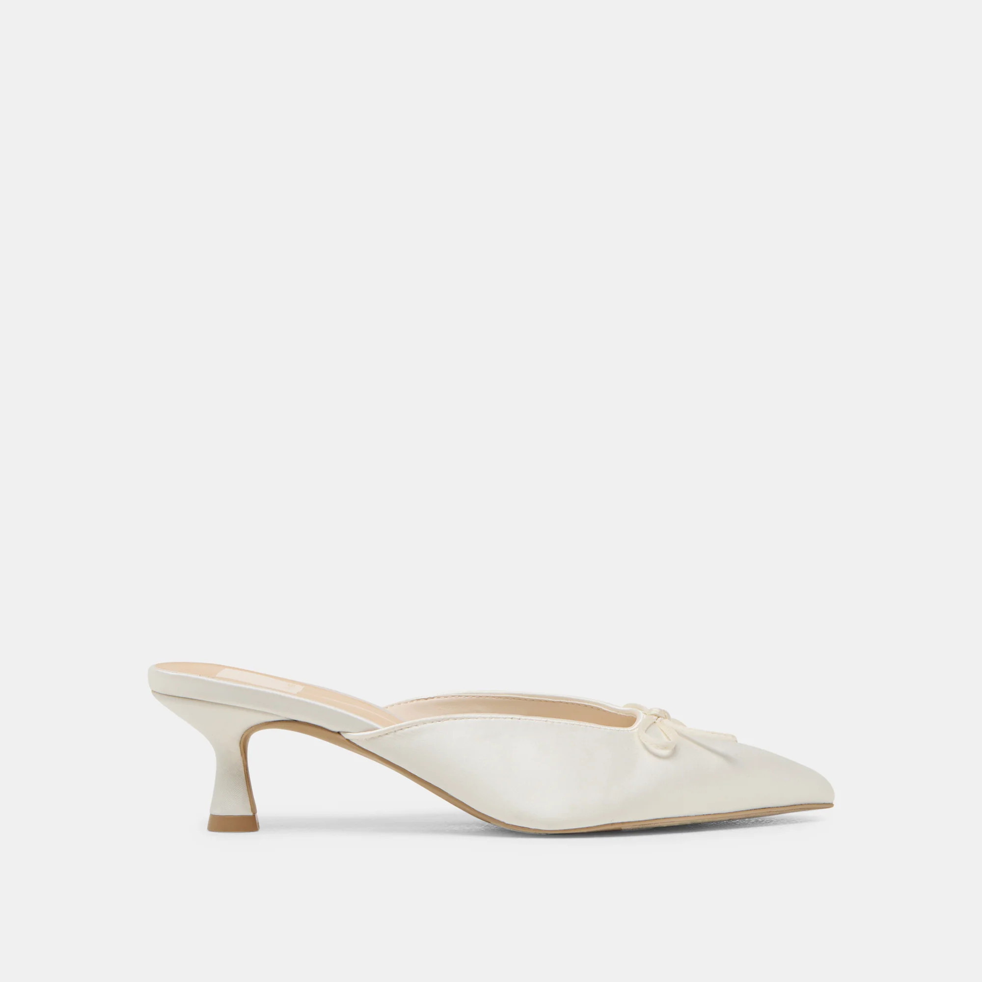 Cleo Heels Off White Satin | DolceVita.com