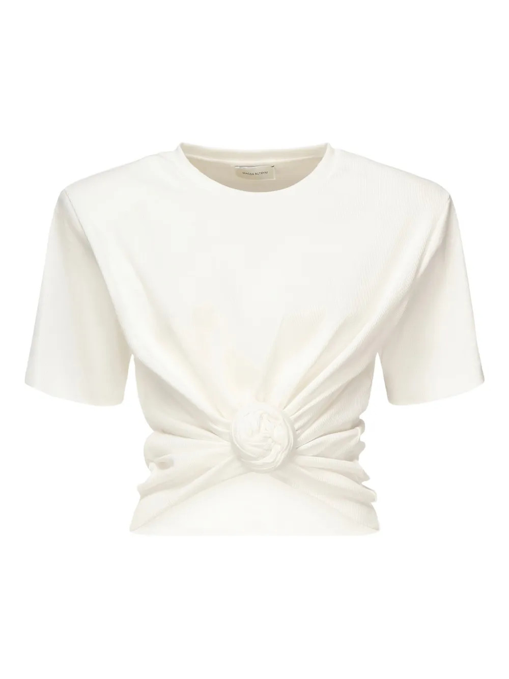 Magda Butrym rose-knot Ribbed T-shirt | White | FARFETCH | Farfetch Global
