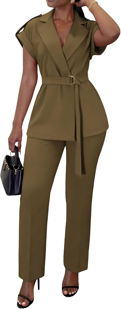 Salimdy Women's 2 Piece Pant Suits Business Casual Outfits Dressy Blazer Vest and Pencil Pants Wo... | Amazon (US)