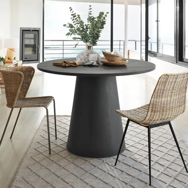 35" Fixed Pedestal Dining Table - Black | Bed Bath & Beyond