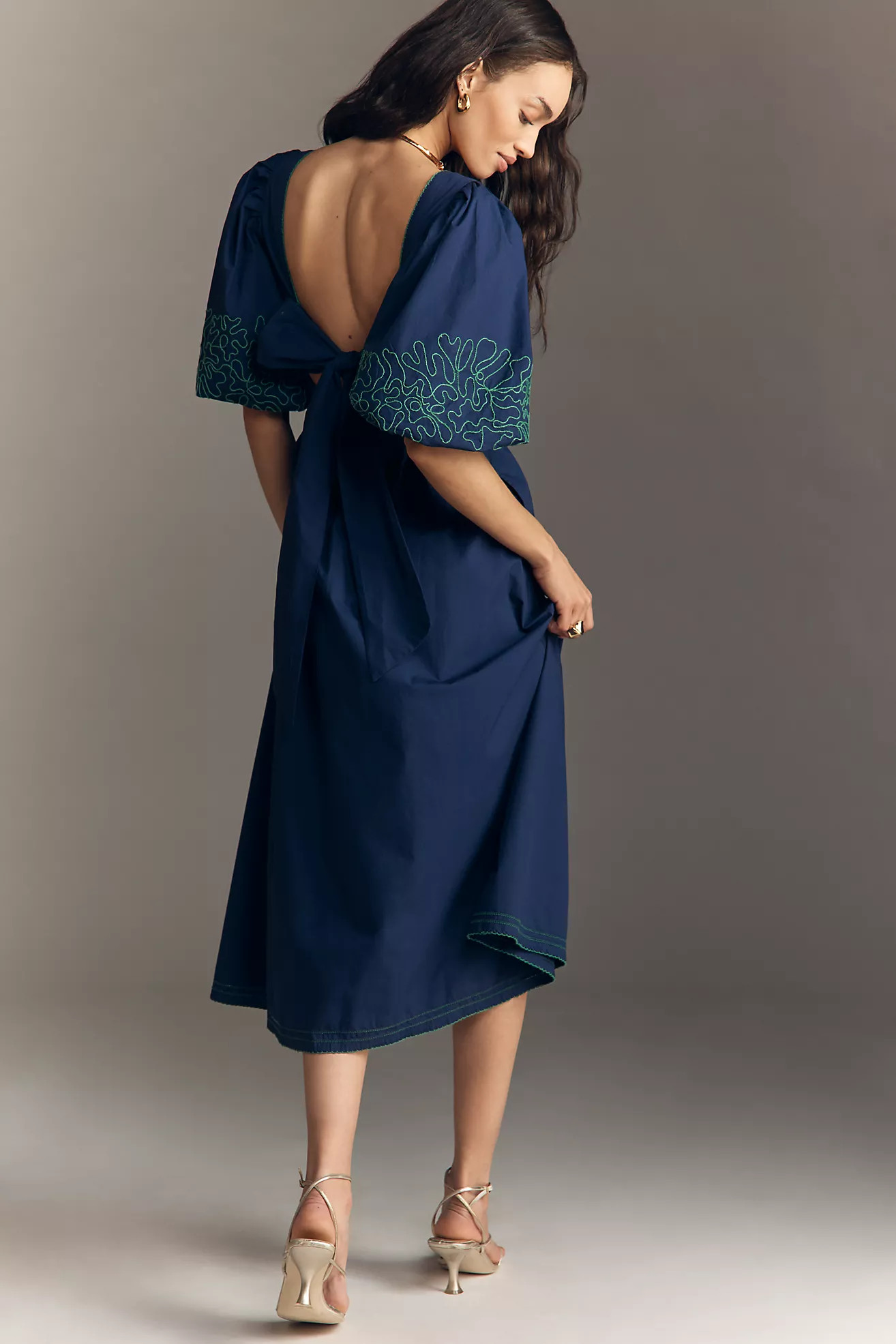 By Anthropologie Puff-Sleeve Midi Dress | Anthropologie (US)