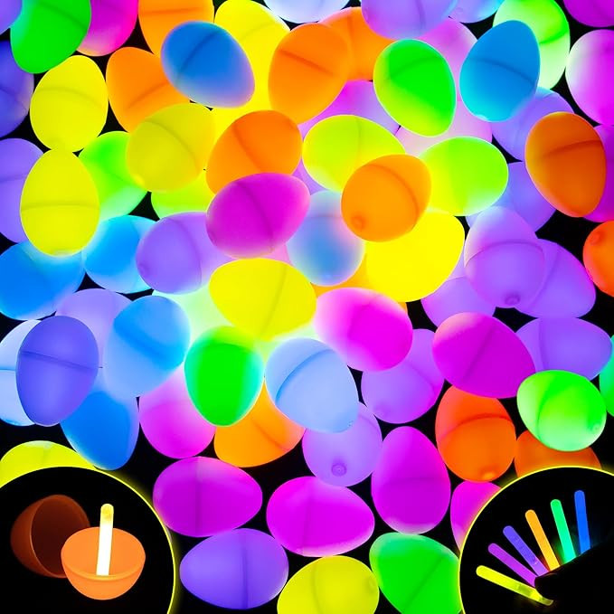 POPGIFTU Glow in the Dark Easter Eggs Bulk – 120 Prefilled Plastic Eggs with 240 Mini Glow Stic... | Amazon (US)