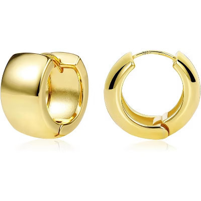 Chunky Hoop Earrings for Women 14k Gold Plated Sterling Silver Huggie Hoops Earrings Small Thick Gold Silver Hoop Earing Jewelry Gold One Size | Target