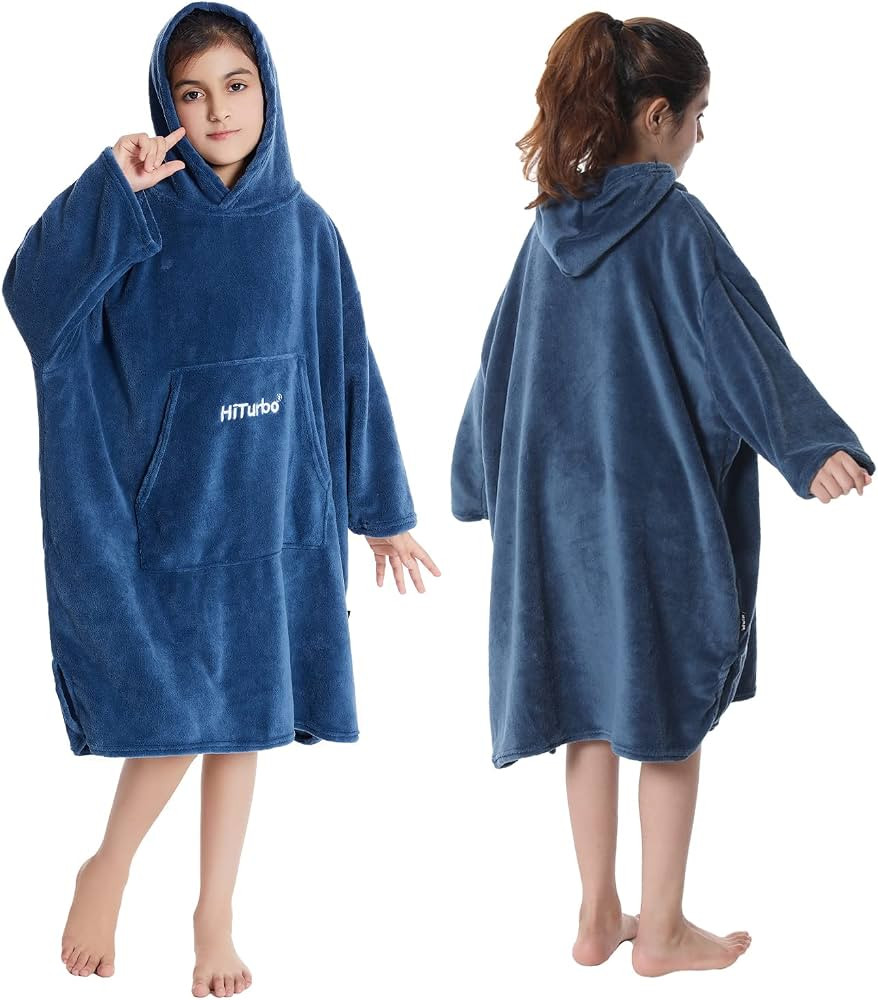 Hiturbo Kids Towel Changing Robe: Soft Plush Wearable Blanket - Warm Coral Fleece Hoodie - Swim S... | Amazon (US)