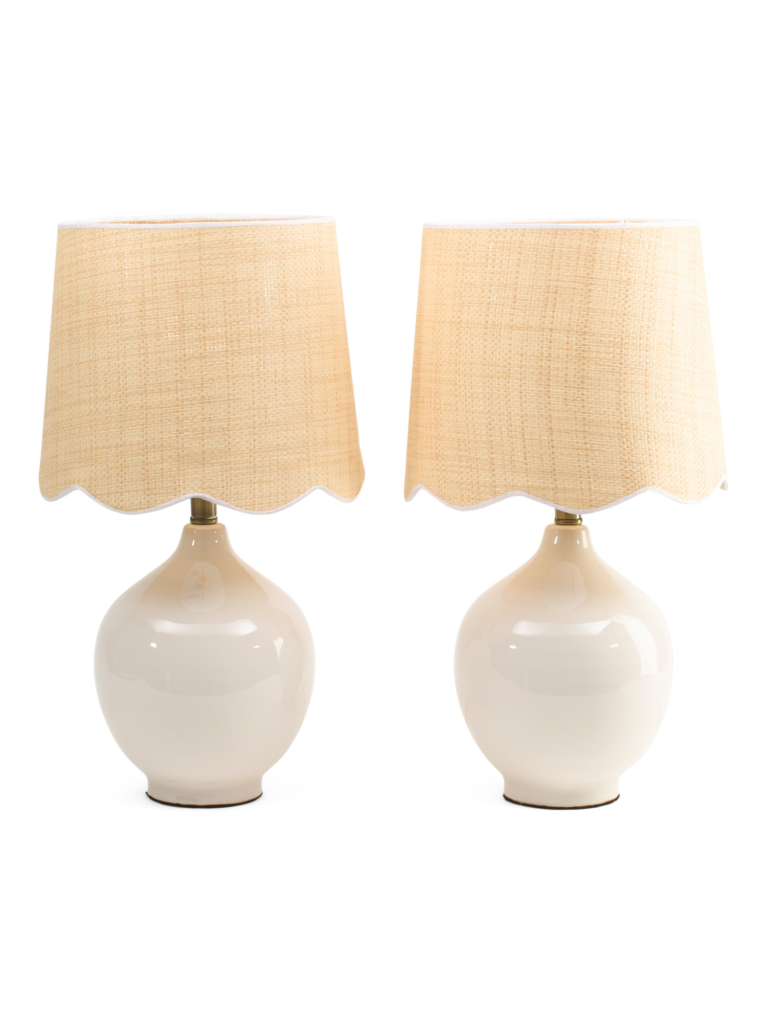Set Of 2 21in Ceramic Table Lamps With Scalloped Shades | Furniture & Lighting | Marshalls | Marshalls