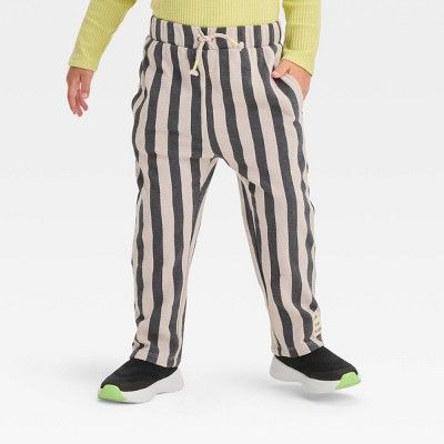 Grayson Mini Toddler Boys' Textured Striped Pull-On Pants - Charcoal Gray/Beige | Target