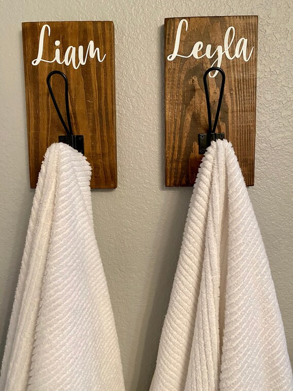 Personalized Towel Holder Bathroom Wall Decor Mudroom Hooks | Etsy | Etsy (US)
