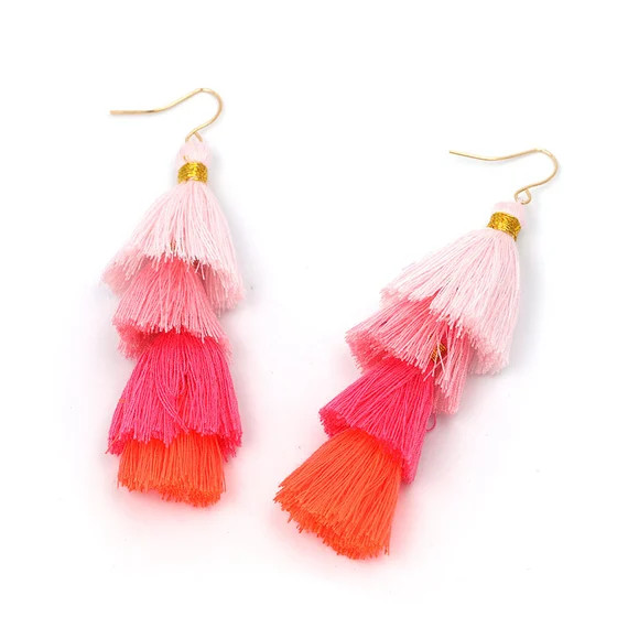 Hot Pink Ombre Gabriela Ombre Fringe Drops, Long Statement Tassel Earrings | Etsy (CAD)