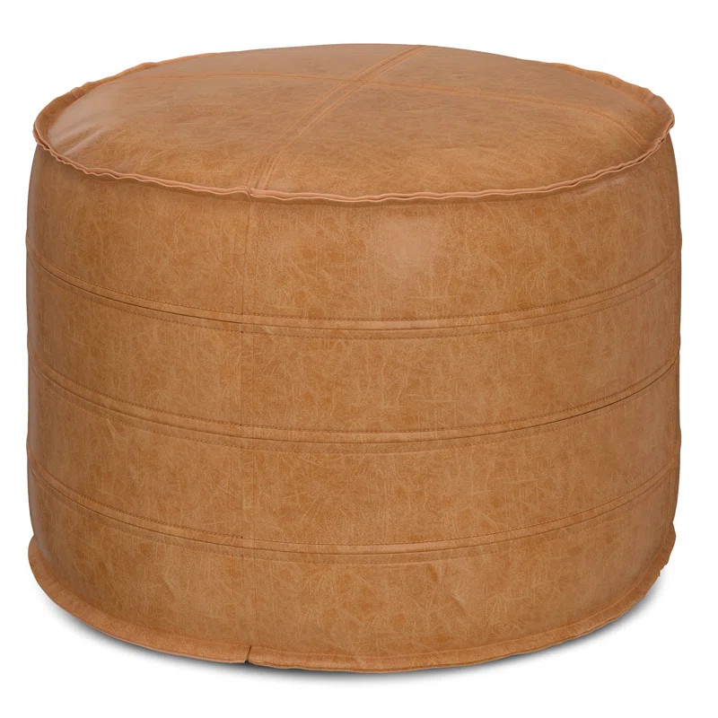Simpli Home Faux Leather Round Pouf Ottoman "& Reviews" | Wayfair | Wayfair North America