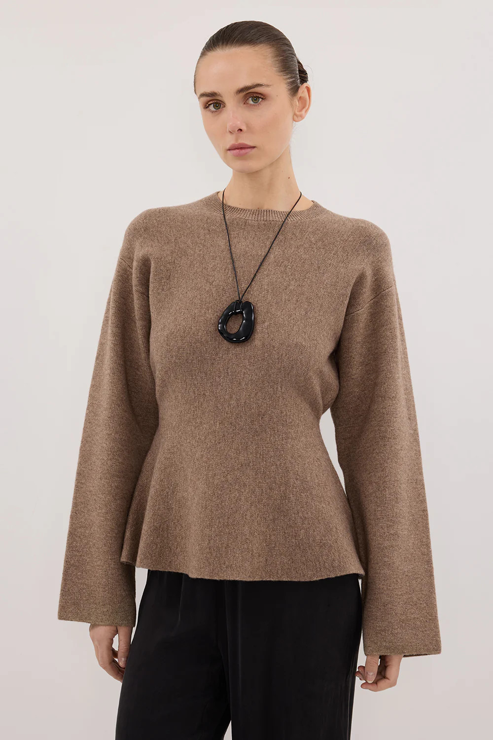 LANIE CHOC LONG SLEEVE KNIT TOP | DISSH