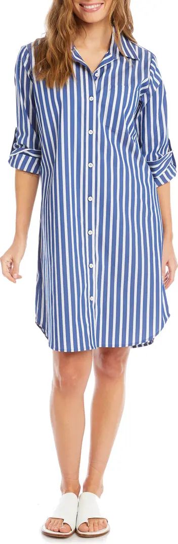 Stripe Long Sleeve Cotton Blend Shirtdress | Nordstrom
