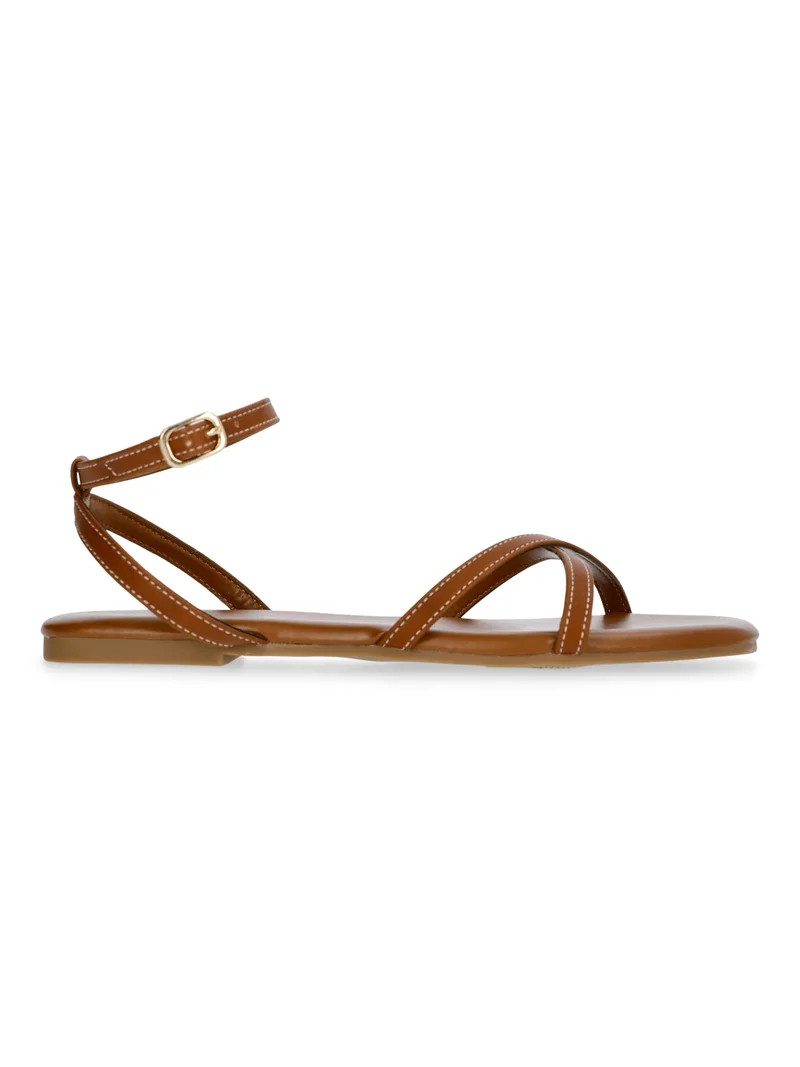 Time and Tru Women's Strappy Flat Sandals | Walmart (US)
