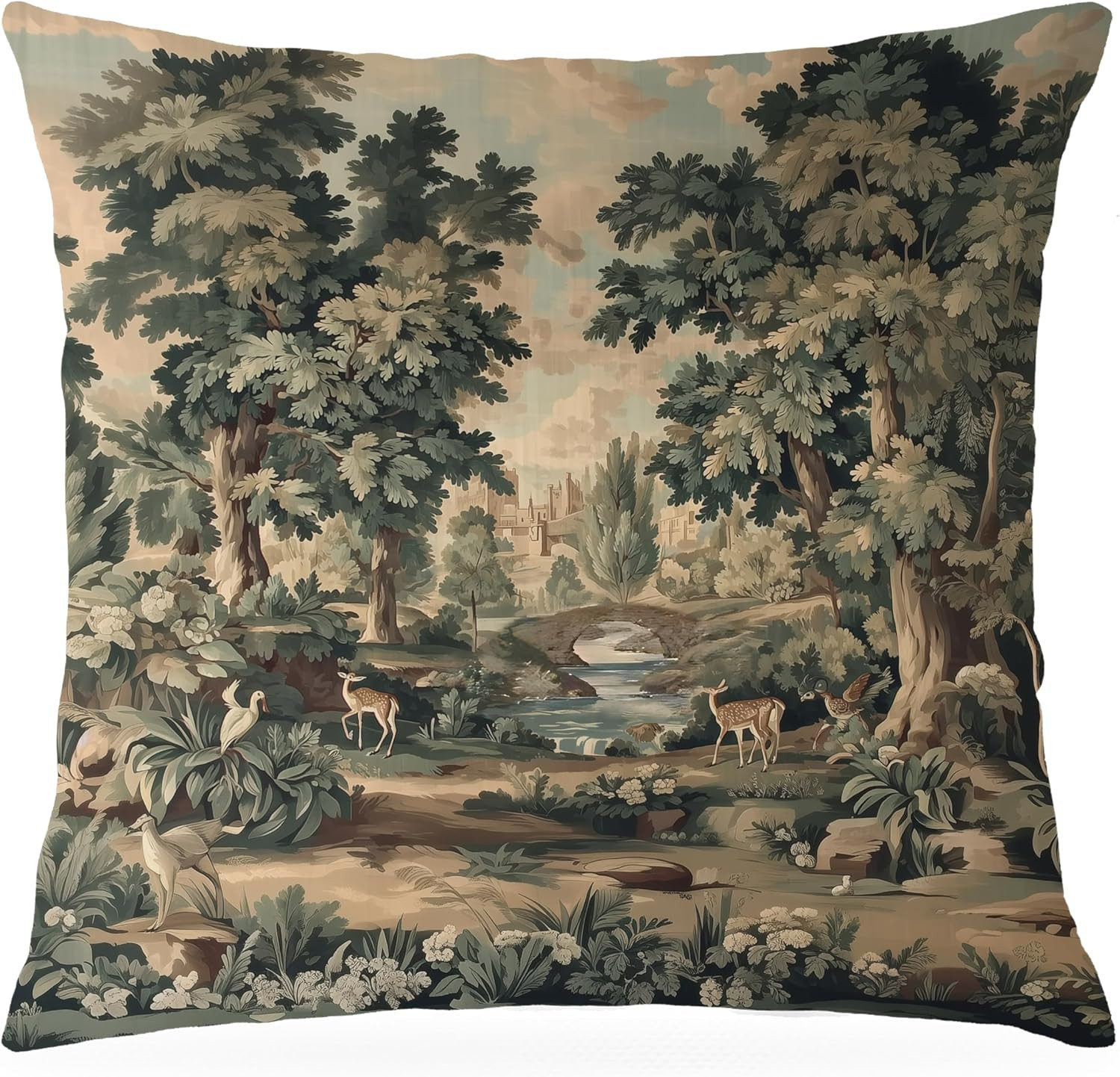 Vintage French Country Forest Throw Pillow Cover 18x18 Double-Sided, Rustic Forest Nature Landscape Decorative Lumbar Pillow Cover Case for Home Living Room Bedroom | Amazon (US)
