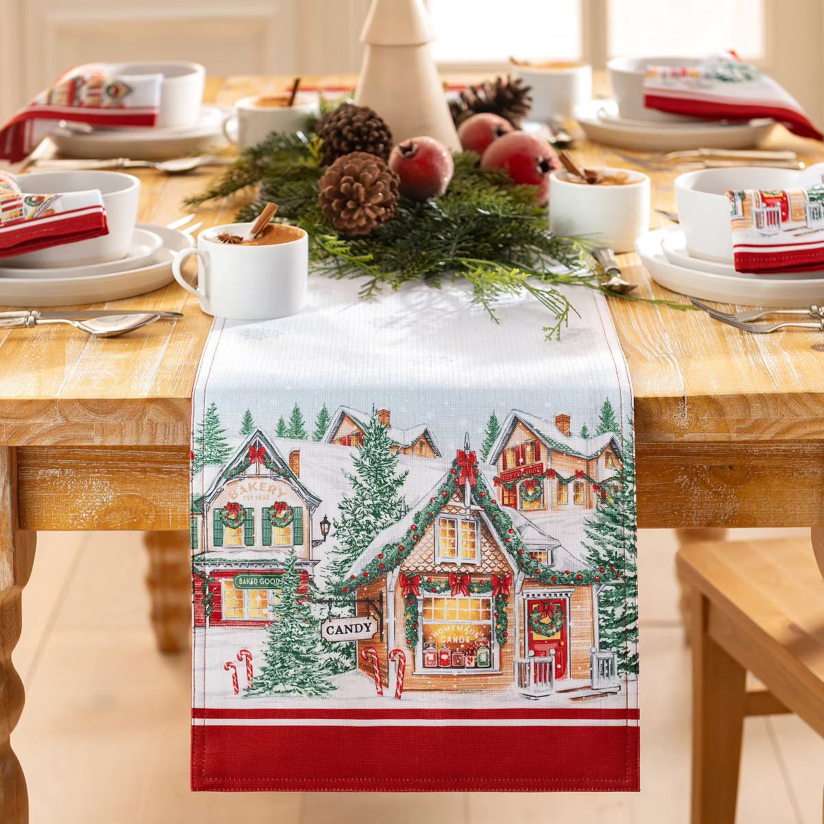 Storybook Christmas Village Holiday Table Runner - Mulitcolor - 13x70 - Elrene Home Fashions | Target